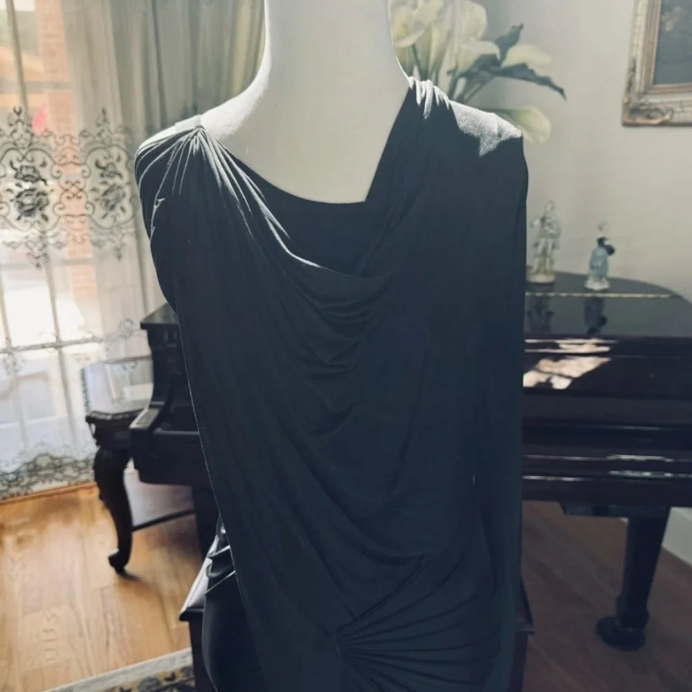 Alexander Wang Black Asymmetrical Draped Dress - Picture 5 of 16